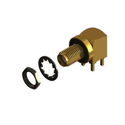 30-468-3-D3 - SMA IP67 Right Angle Bulkhead PCB Mount Jack 