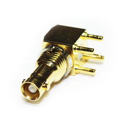 67-468-1-D66 - Micro BNC Right Angle PCB Mount Bulkhead Jack 12GHz (15Mu in Au Pin) 