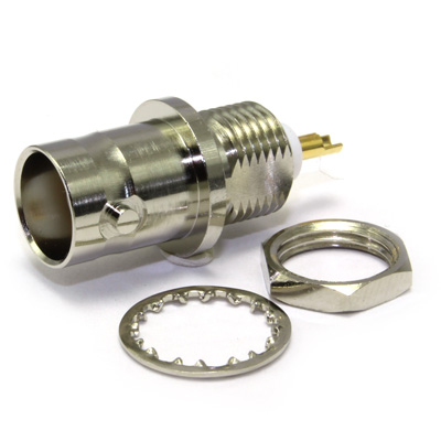 BNC Front Mount Bulkhead Jack, 2 Flats Solder Receptacle, 75ohm - Image 2