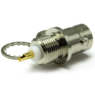 BNC Front Mount Bulkhead Jack, 2 Flats Solder Receptacle, 75ohm - Image 3