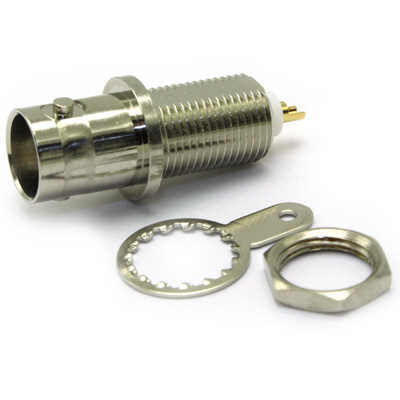 10-350-A3 - BNC Front Mount Bulkhead Solder Jack  75 ohm ( Long ) 